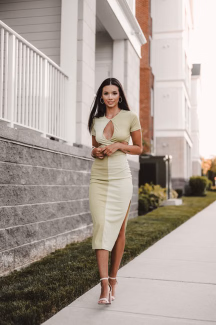 Vestido Midi Canelado